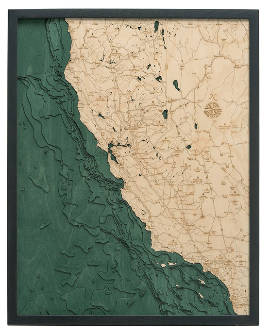 California Coast Topographic Depth Chart Map