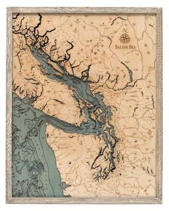 Salish Sea Wood Carved Topographical Map