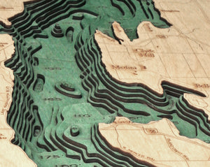 Lake Washington Wood Carved Topographic Map