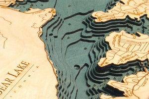 Big Bear Lake Wood Carved Topographic Depth Chart/Map