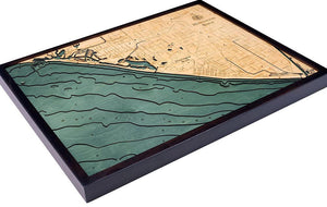Huntington Beach Wood Carved Topographic Depth Chart/Map