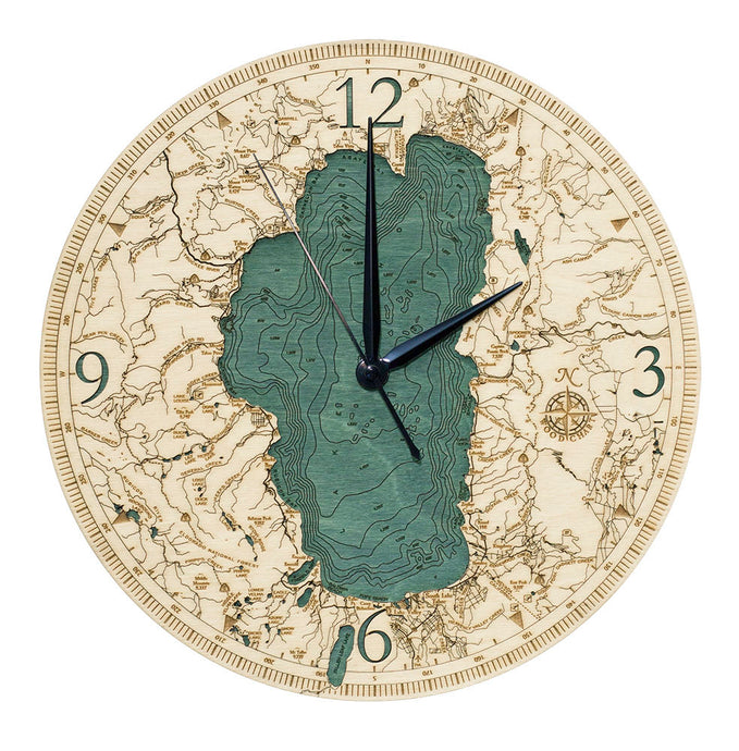 Lake Tahoe Wood Carved Clock
