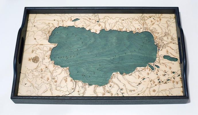 Lake Tahoe Wooden Topographical Serving Tray