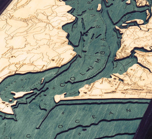 Columbia River Mouth, OR Wood Carved Topographic Depth Chart/Map
