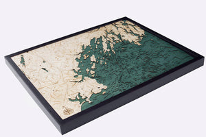 Portland, Maine Wood Carved Topographic Depth Chart/Map