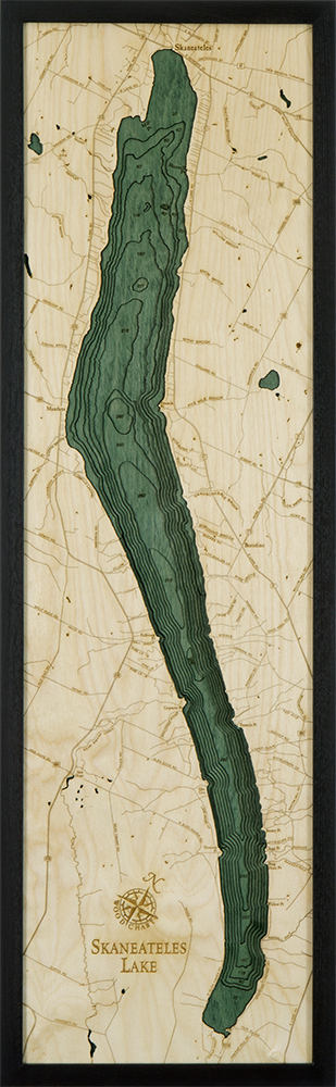 Lake Skaneateles Wood Carved Topographic Depth Chart/Map