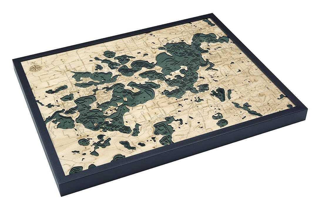 Lake Wood Carved Topographic Depth Chart/Map Lake Chart