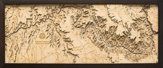 Grand Canyon Wood Carved Topographic Depth Chart/Map