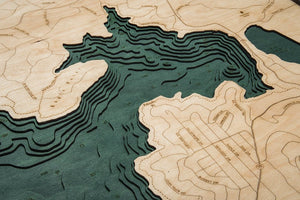 Lake Arrowhead Wood Carved Topographical Depth Chart/Map
