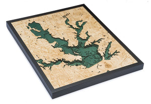 Lewisville Lake Wood Carved Topographical Depth Chart/Map
