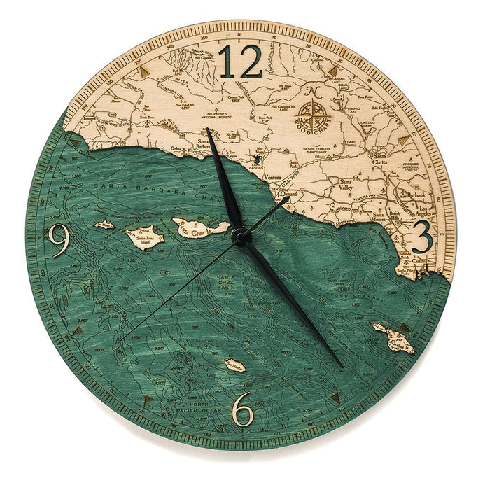 Santa Barbara/Channel Islands Wood Carved Clock