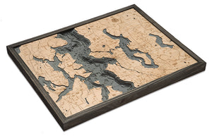 Seattle, WA Wood Carved Topographical Map