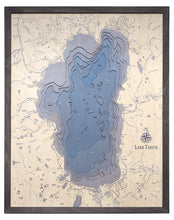 Lake Tahoe UV Nautical Wood Chart, Large, 24.5" x 31"
