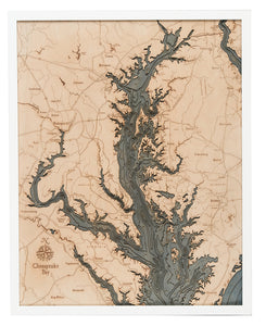 Chesapeake Bay Wood Carved Topographic Depth Chart/Map