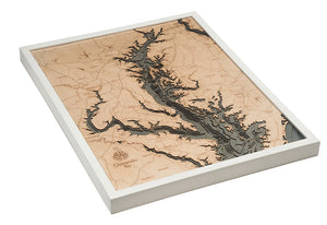 Chesapeake Bay Wood Carved Topographic Depth Chart/Map