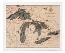 Great Lakes Wood Carved Topographical Depth Chart/Map