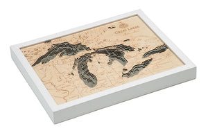 Great Lakes Wood Carved Topographical Depth Chart/Map