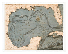 Gulf of Mexico Wood Carved Topographic Map