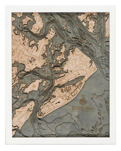 Hilton Head, SC Wood Carved Topographic Depth Chart/Map