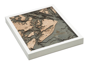 Hilton Head, SC Wood Carved Topographic Depth Chart/Map