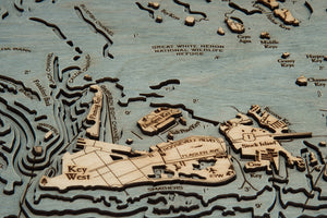 Florida Keys Wood Carved Topographic Depth Chart/Map