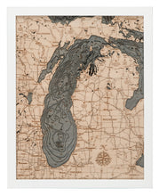 Lake Michigan Wood Carved Topographic Depth Chart/Map