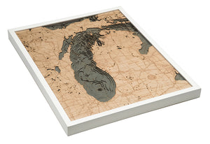 Lake Michigan Wood Carved Topographic Depth Chart/Map