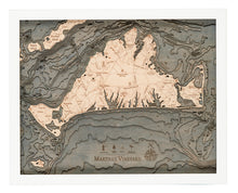 Martha's Vineyard, Massachusetts Wood Carved Topographic Depth Chart/Map