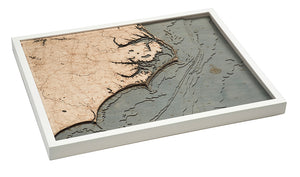 North Carolina Coast Wood Carved Topographic Depth Chart/Map