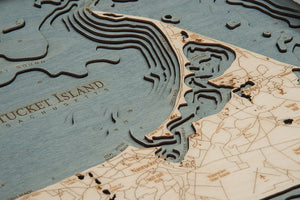 Nantucket Wood Carved Topographic Depth Chart/Map