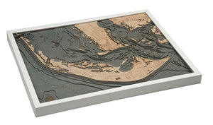 Sanibel Island Wood Carved Topographic Depth Chart/Map