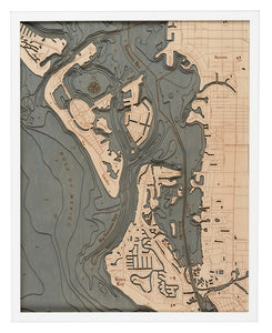 Siesta Key Wood Carved Topographic Depth Chart/Map