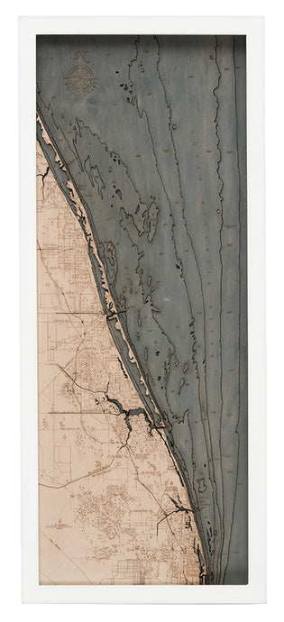 Treasure Coast, FL Florida Wood Carved Topographic Depth Chart/Map