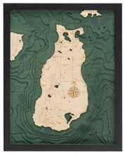 Beaver Island Michigan Wood Carved Topographic Depth Chart/Map