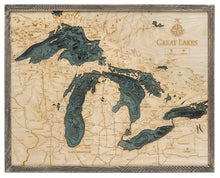 Great Lakes Wood Carved Topographical Depth Chart/Map