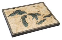 Great Lakes Wood Carved Topographical Depth Chart/Map