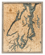 Puget Sound Wood Carved Topographic Map