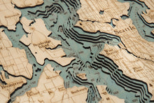 Puget Sound Wood Carved Topographic Map
