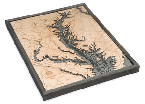 Chesapeake Bay Wood Carved Topographic Depth Chart/Map