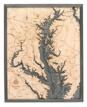 Chesapeake Bay Wood Carved Topographic Depth Chart/Map