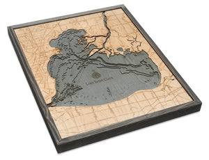 Lake St. Clair Wood Carved Topographic Depth Chart/Map