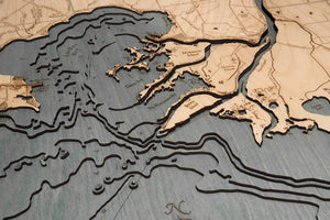 Lake St. Clair Wood Carved Topographic Depth Chart/Map