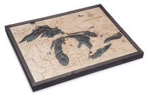 Great Lakes Wood Carved Topographical Depth Chart/Map