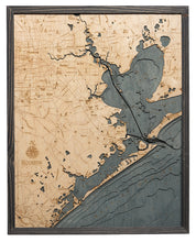 Houston, TX Wood Carved Topographic Depth Chart/Map