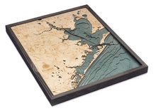 Houston, TX Wood Carved Topographic Depth Chart/Map