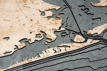 Houston, TX Wood Carved Topographic Depth Chart/Map