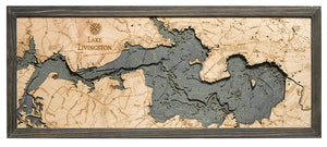 Lake Livingston Wood Carved Topographic Depth Chart/Map