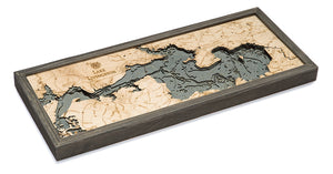 Lake Livingston Wood Carved Topographic Depth Chart/Map