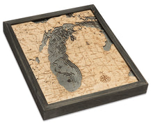 Lake Michigan Wood Carved Topographic Depth Chart/Map