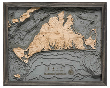 Martha's Vineyard, Massachusetts Wood Carved Topographic Depth Chart/Map